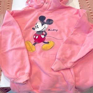 EUC H&M Disney Hoodie with antique Mickey motif in Pink Size S (oversized)